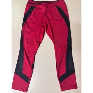 Avia Girls Red Black Activewear Set Cropped Tank Top Leggings Size L 10-12